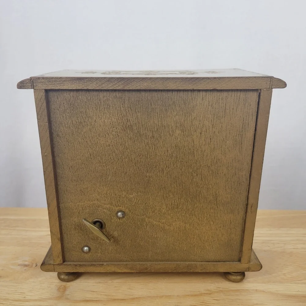 Vintage Florentine Musical Jewelry Box Gold Gilt Wood 3 Drawer Italian Style